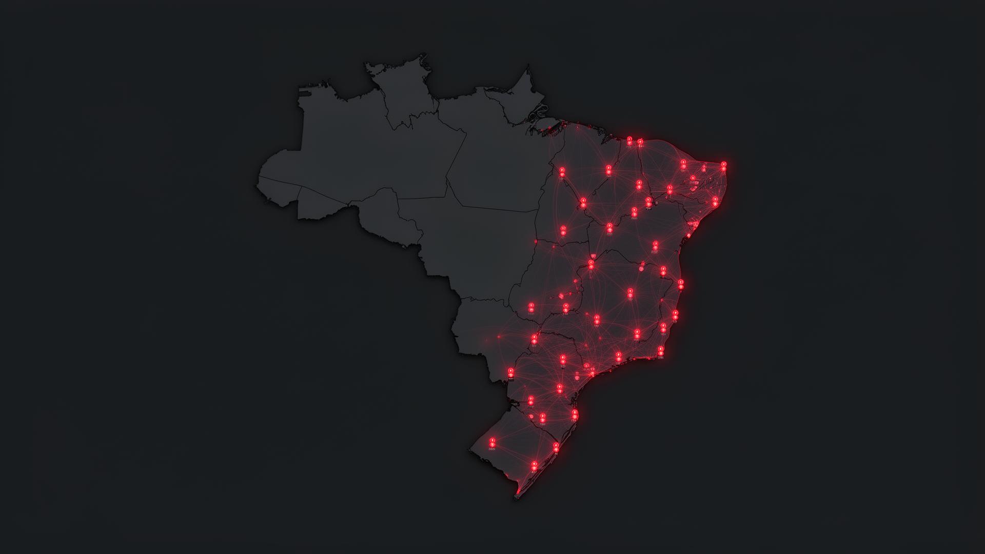 Mapa de cobertura da Rede SETREIMAX no Brasil